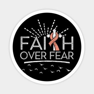 Faith over Fear Peach Ribbon Uterine Cancer Magnet